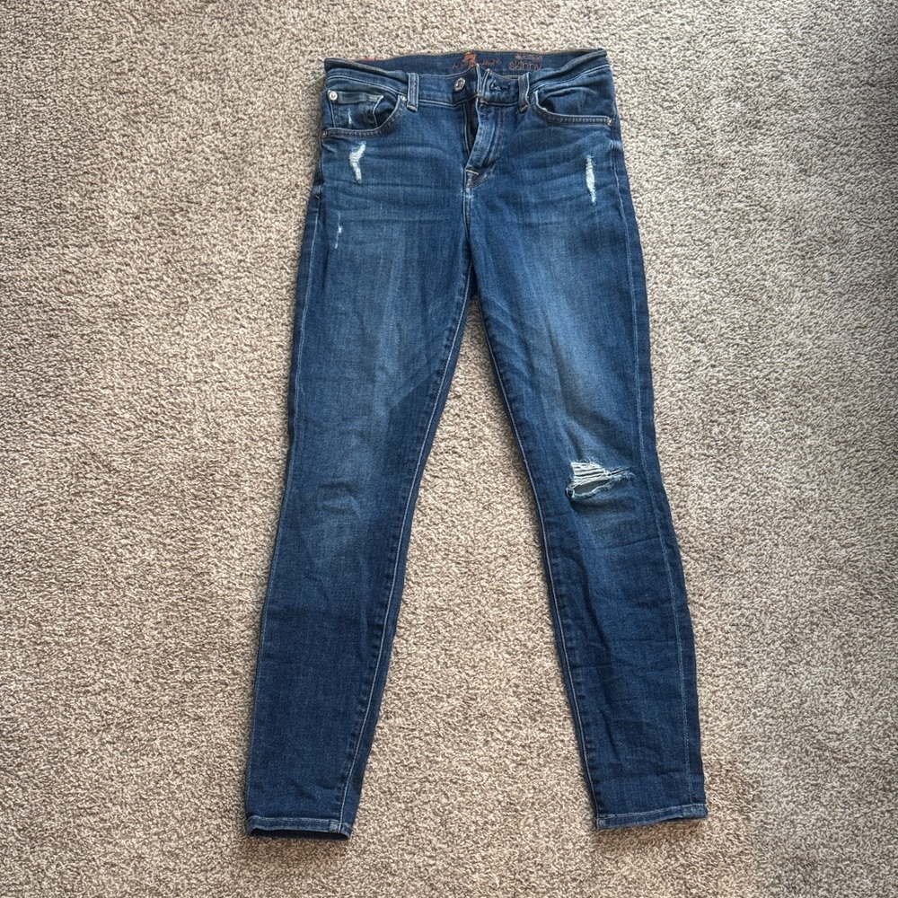 7 For All Mankind Dark Blue Skinny Jeans